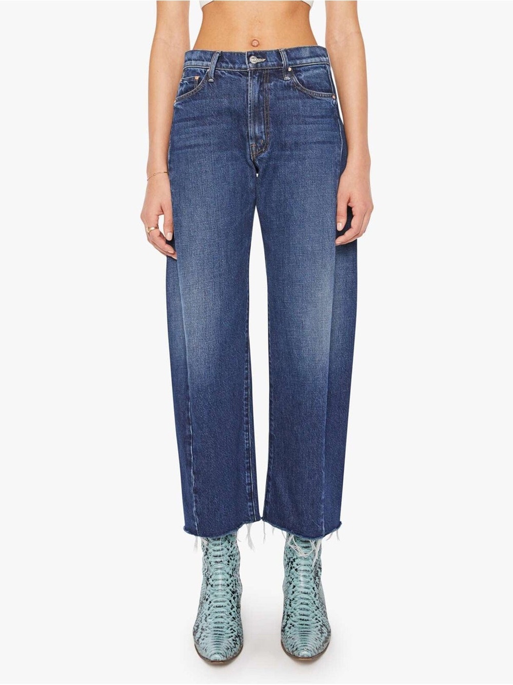 Mother Superior The Mid Rize Full Pipe Flood Fray Barrel Denim Jeans Unplugged